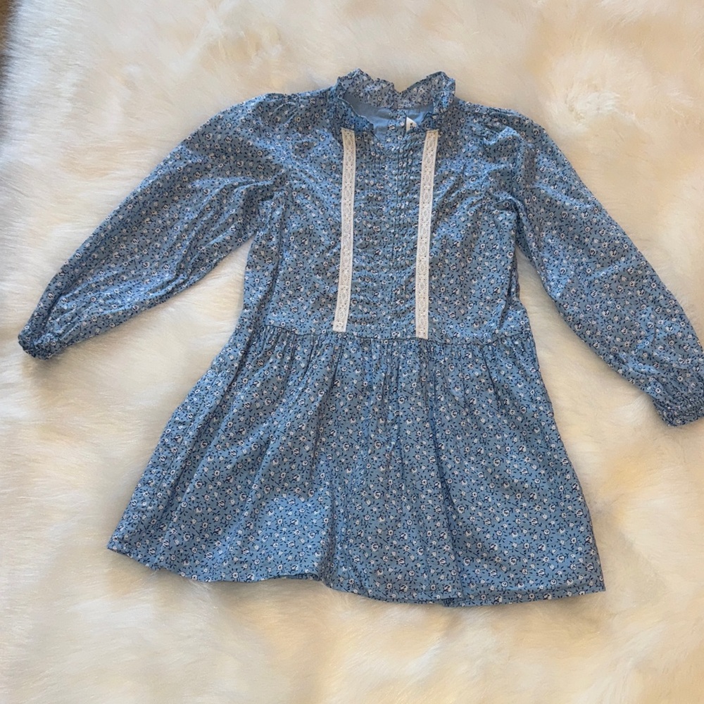 Janie and Jack Blue Floral Long Sleeve Dress size 6